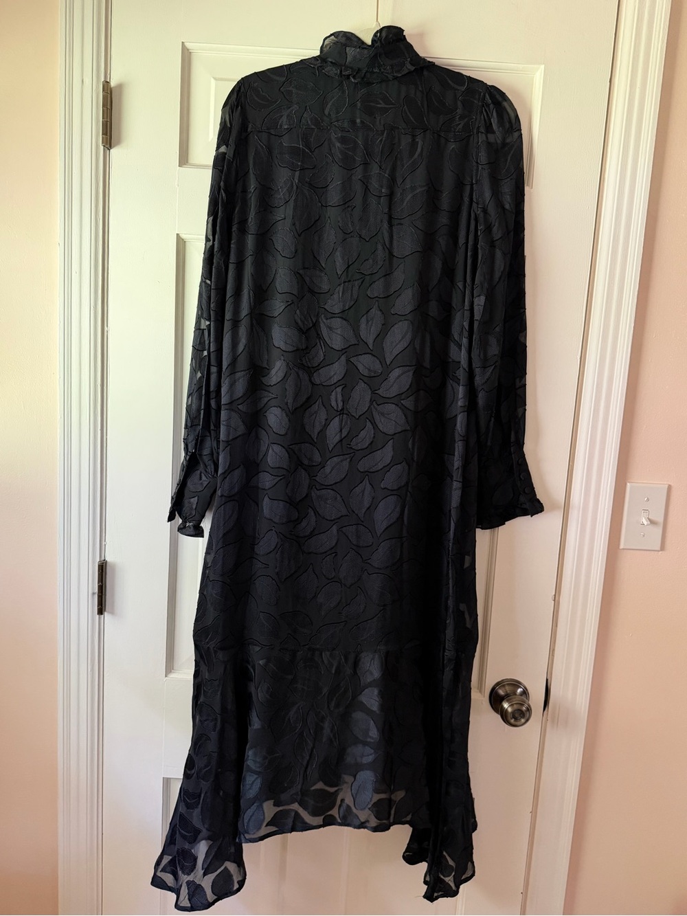 NWOT Equipment Silk Blend Black Ruffle-Front Long Sleeve Dress - Picture 5 of 6